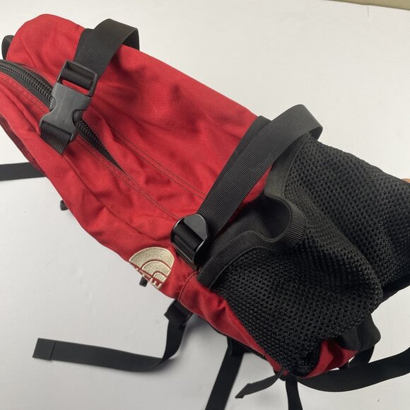 Vintage The North Face Backpack Hike Travel School Padded Waist Chest Clip Red - Picture 6 of 14